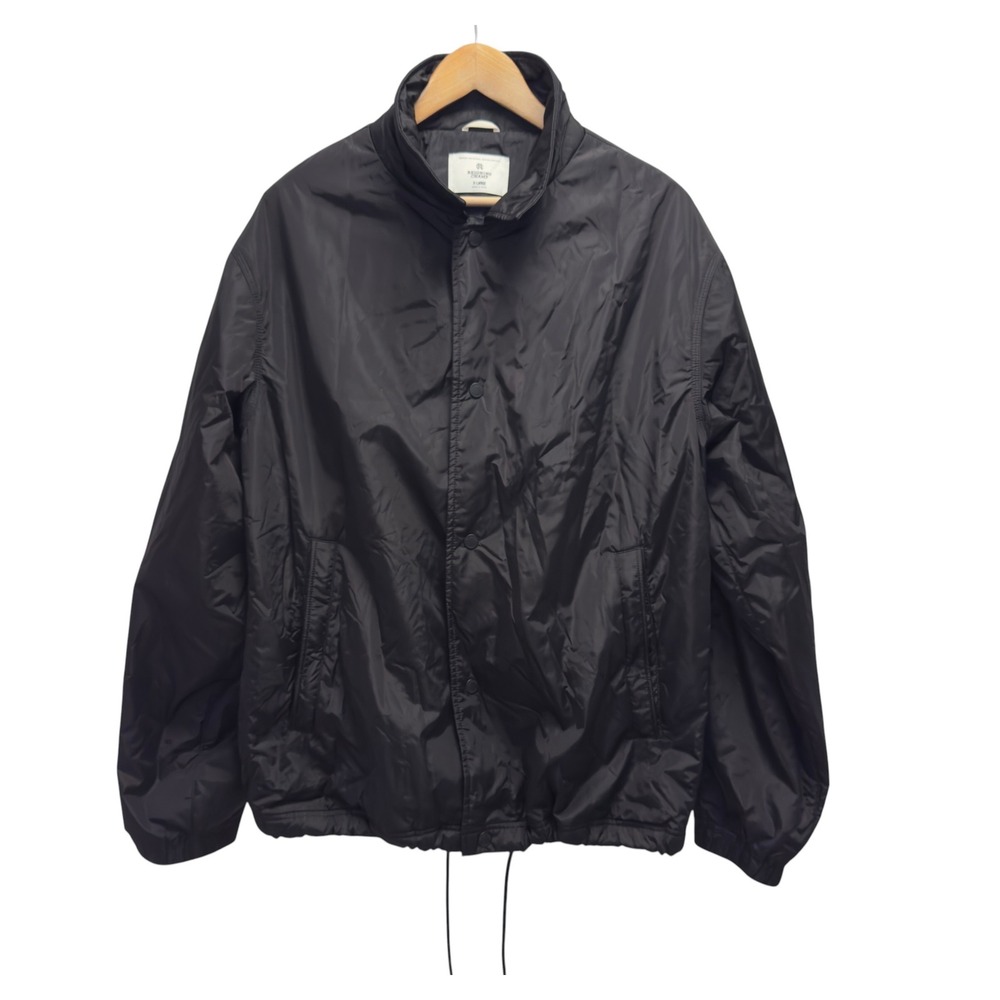 Reigning Champ Mens XL Black Nylon Stadium Bomber Jacket Snap Button Lightweight